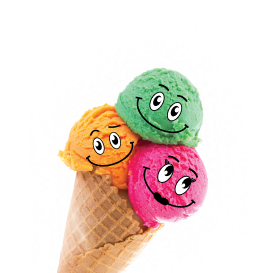 big ice-cream with smile faces